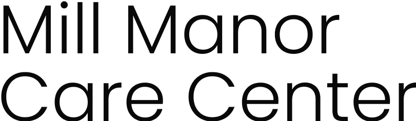 Mill Manor Care Center text logo.